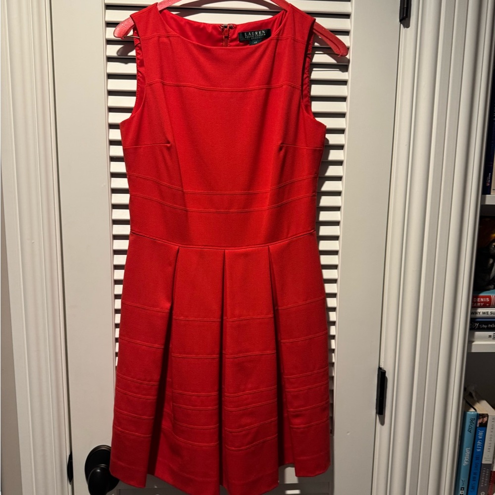 Lauren Ralph Lauren Bold Orange Midi Dress